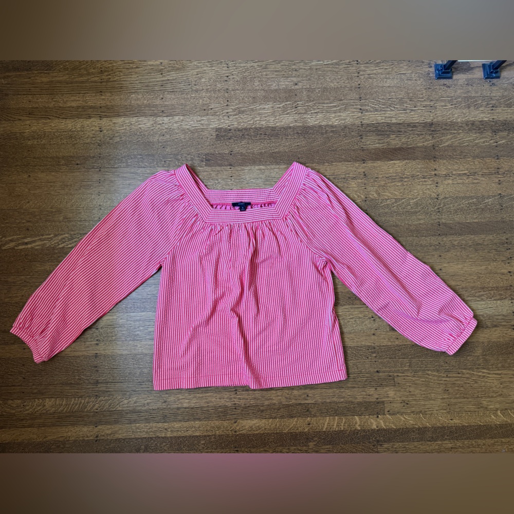 J. Crew Red and White Striped Long Sleeve Top